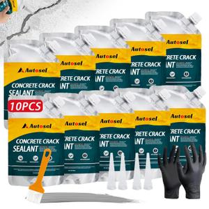 Concrete Crack Filler, Cement Crack Filler, Self-Leveling Concrete Crack Repair Filler, High-Elasticity Waterproof Caulking Glue for Driveways, Walkways, Patios, and Driveway Crack Repair 10 PCS