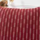 Kevin Textile Valentines Farmhouse Decorative Throw Pillow Covers Boho Woven Texture Burlap Linen Cushion Cover Striped Pillowcase, Wine Red 18 x 18 inches, Pack of 2