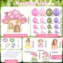 114 Pcs Fairy Wonderland Party Decorations Set Mushroom Backdrop Large Fairy Mushroom Cardboard Cutouts Yard Signs Balloon Garland Arch Kit Photo Props for Fairytale Birthday Party Supplies