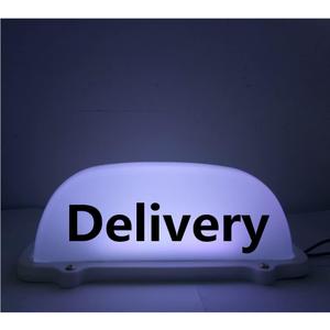 12V 4 Colors Waterproof Car Roof Top Taxi LED Light Cab Topper Delivery Share Sign Indicator Lights Lamp Magnetic Base (White,Deliver)
