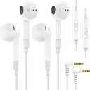 LUDOS FEROX 2 Pack Wired Earbuds in-Ear Headphones, Earphones with Microphone, Noise Isolation for 3.5mm Jack Ear Buds for iPhone, Samsung, Computer, Laptop, Kids, School Students