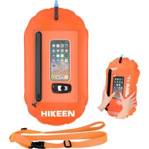 Hikeen Swim Buoy -Waterproof Touchscreen Storage Space, Swim Safety Float w/Adjustable Waist Belt for Open Water Swimmers and Triathletes -Be Bright,Be Safer & Be Seen, One Size