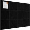 Uoisaiko Felt Cork Board for Wall: Extra Large Bulletin Board for Office - 12 PCS Thick Corkboard Tiles Black Pin Board Squares Adhesive
