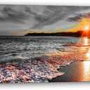 Yxbhhym-Large Canvas Wall Art Living Room Black and White Beach Wall Decor for Bedroom Landscape Ocean Room Decor Sea Sunset Paintings Seascape Prints Art Office Artwork Morden Framed Decorations, 60"L x 30"W