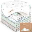 6-Pack Cotton Baby Washcloths for Newborn - Organic Cotton Muslin Soft Wash Cloths for Babies, Infant, Kids, Toddler Towels for Boy, Girl, Super Absorbent Face Cloths, Scratch-Free Baby Rags (Nordic)