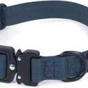Heavy Duty Dog Collars for Medium and Large Dogs - Adjustable, Chew Proof Nylon Collar with Metal Quick Release Buckle and D-Ring for Dog Tags (Navy Blue, M) (M(1''Width, Fit 11''-15''))