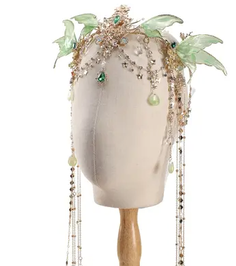 MOSTORY Handmade Moon Elf Crown - Fairy Flower Headpiece Woodland Crown Elven Circlet for Women Girls Renaissance Halloween Cosplay Photo Shoot