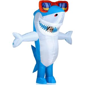 Foaincore Inflatable Shark Costumes for Adult Halloween Costumes Shark Air Blow up Costume Party (63-78.7 Inch, Blue)
