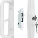 White Patio Door Handle Set with Cylinder Lock,Suitable for Replacement Sliding Patio Doors Lock 3-15/16Screw Hole Spacing.Choices That Add a Unique to Your Patio Glass Sliding Door.