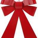 SIQITECHNO Metal Christmas Red Bow Wall Decoration Hanging Xmas Red Bow for Wreath Christmas Tree Topper Ornaments Outdoor Indoor Christmas Decorations for Party Front Door Porch Home