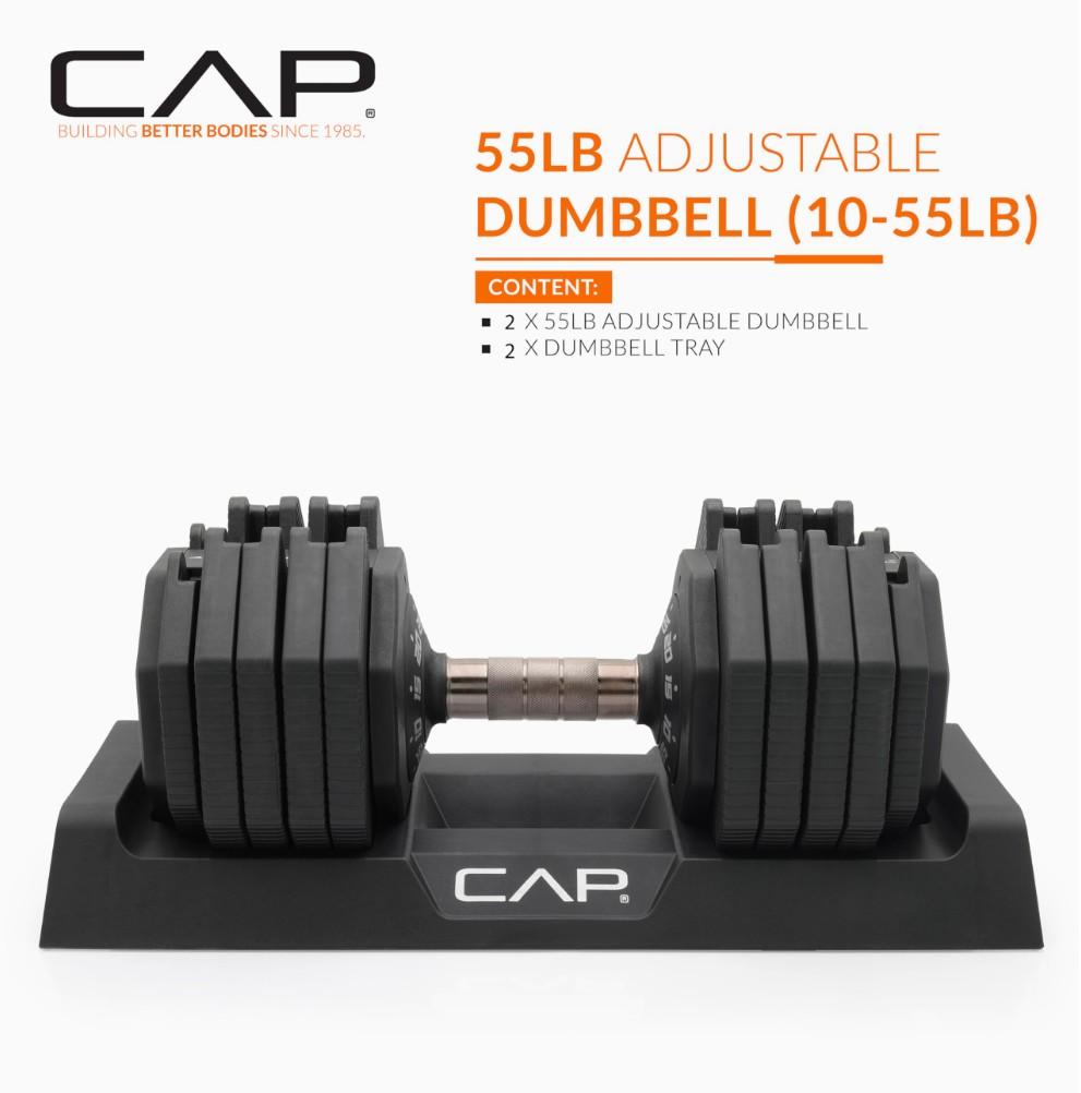 CAP Barbell 55 lb Single, Adjustable Dumbbell with Full Rotation Copper Handle