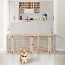 unipaws 132" Extra Wide Dog Gate and Pet Playpen, Free Standing Tall Fence with Walk Through Door, Barriers for Home, Use as Indoor Dogs Cats Pen, Rabbit Pen, Nature