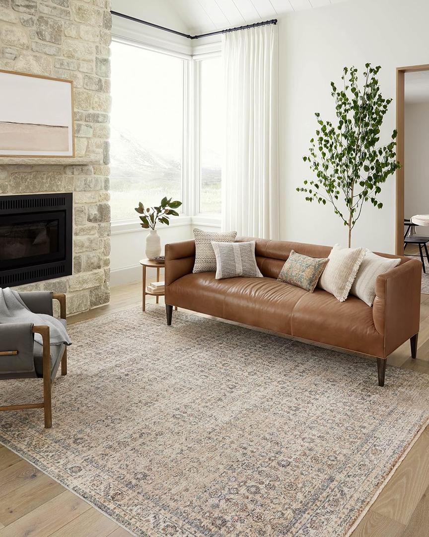 Loloi Angela Rose Blake Collection BLA-04 Beige/Denim 2'-0" x 3'-0", .25" Pile Height, Fringe, Accent Rug