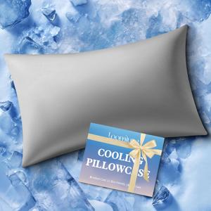 Cooling Pillow Case Standard Size Pillow Cover with Zipper for Hot Sleepers Breathable & Gentle on Skin, All-Night Comfort (Dark Grey, 1Pcs)