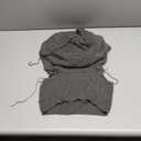 Women Knitted Hoodie Sweater Vest Sexy Sleeveless Hollow Out Hooded Crop Top Streetwear Rave Oufit (Large, Gray)