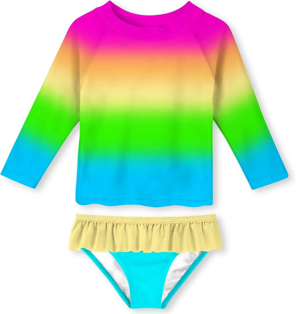 UNIFACO Toddler Girls Swimsuit Rashguard Set Summer Beach Breathable Tankini with UPF 50+ Sun Protection 2-8T