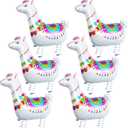 Sosation 6 Pcs Walking Llama Animal Balloons Self Standing Lovely White Alpaca Llama Foil Balloons for Mexican Fiesta Themed Party Birthday Party Bridal Shower Wedding Decorations