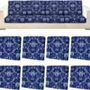 pickyNproud 8Pcs Patio Cushion Covers Stretch Outdoor Couch Cushions Slipcovers Replacement Washable Furniture Protector with Elastic Bottom Sofa Chair Seat Cover, Dark Blue
