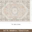befbee 5x7 Area Rugs for Living Room,Stain Resistant Washable Rug,Non-Slip Backing Rugs for Bedroom,Kitchen,Printed Vintage Home Decor Rug (Peach/Gray, 5'x7')