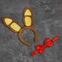 2Pcs Bunny Costume Accessories Set Rabbit Bunny Ears Headband Red Bow Tie for Halloween Cosplay Dress Up