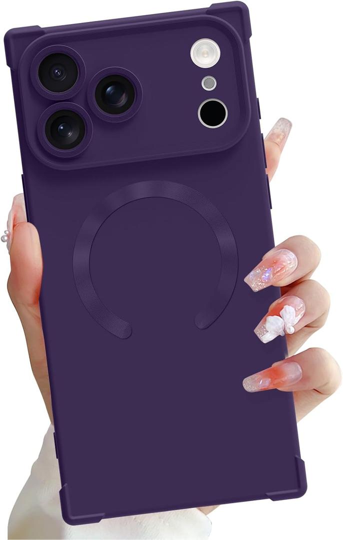 OOK Magnetic Case for iPhone 17 Pro Max 6.9 Inch [Wireless Charging Compatible] Soft TPU Solid Phone Cover Anti-Scratch Shockproof Protection Slim Case for Women Men - Purple