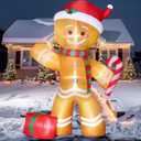 Joiedomi 8 FT Christmas Inflatables Gingerbread Man with Candy Cane, Christmas Blow Ups Gingerbread Inflatable Yard Decoration with Build-in LEDs for Xmas, Party, Outdoor, Yard, Garden, Lawn Dcor