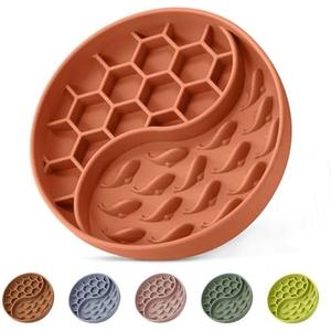 ZOURYNUA Slow Feeder Dog Bowls, Silicone Pet Food Bowls with Suction Cups, Non-Slip Dog Feeding Slow Down Pet Eating Speed for Fast Eaters, Anxiety Relief & Fun Added (Orange)