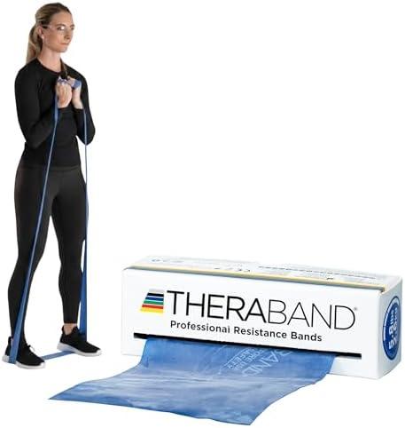 THERABAND Resistance Bands, 6 Yard Roll Professional Latex Elastic Band For Upper & Lower Body, Core Exercise, Physical Therapy, Pilates, Home Workouts, Rehab, Blue, Extra Heavy, Intermediate Level 2
