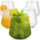 OTOB 40 Pack Stemless Plastic Wine Glasses 14 OZ Origami Ripple Unbreakable Wine Cups, Reusable Disposable Whiskey Champagne Glass, Shatterproof Cocktail Cups for Home Party Wedding Bar, Gold Rim