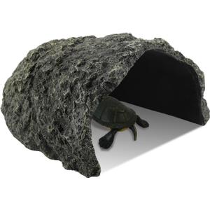 IBWell 9.1 Inch Reptile Hides Resin Tortoise Hideout for Hiding and Basking Aquarium Rock Caves for Snake Bearded Dragon Fish Lizard (Large, Green)