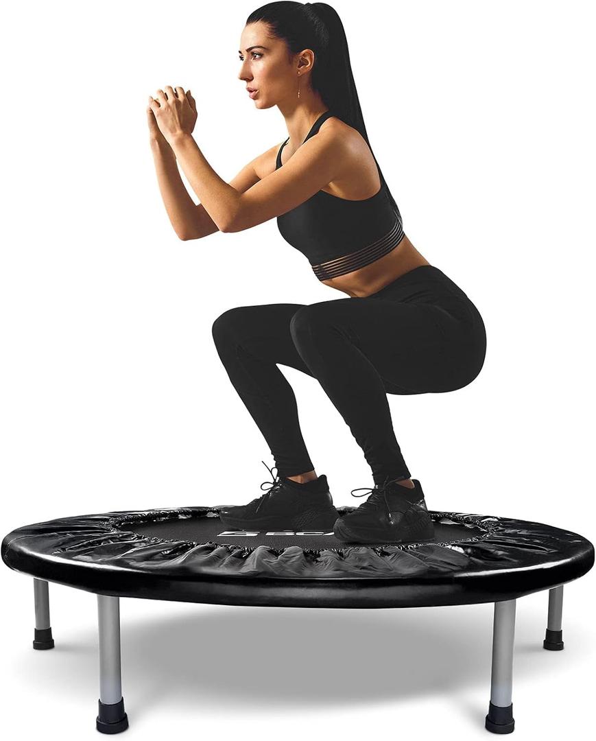 BCAN 38" Foldable Mini Trampoline Fitness Trampoline with Safety Pad, Rebounder Exercise Trampoline for Adults Indoor/Garden Workout, Max Load 300lbs/440lbs