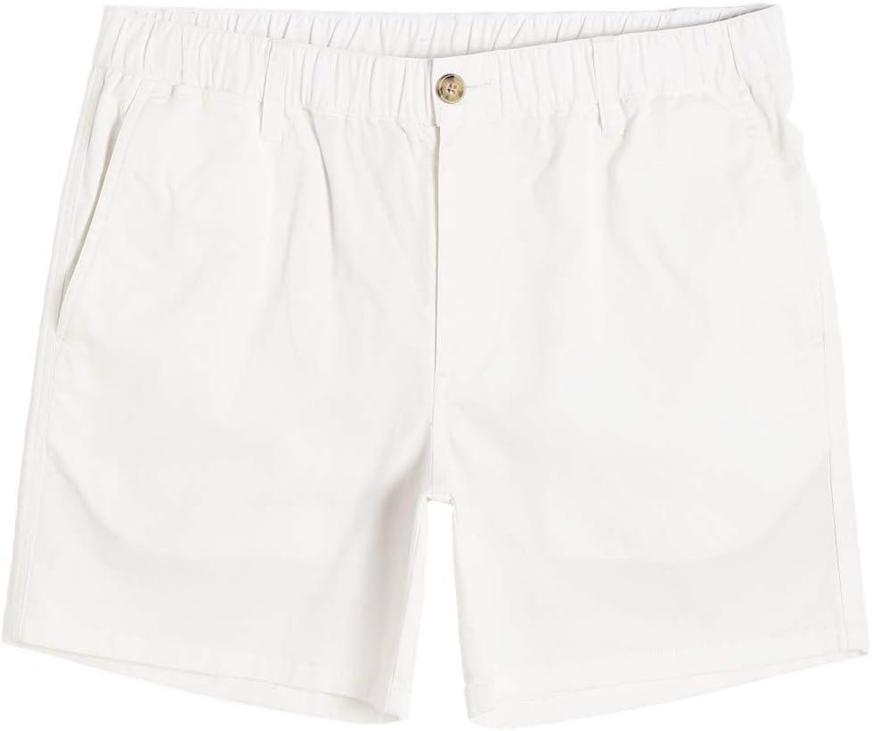 maamgic Men's Classic-fit 5.5" Cotton Casual Shorts Elastic Waistband with Multi-Pocket Daily Wear Walking Summer Outfit (33, White)