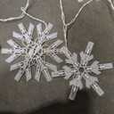 Minetom Snowflake Christmas String Lights - 2 Pack 6 Drops 8 Ft. 100 Mini Bulb Snowflake Icicle Lights with Hooks Connectable Hanging Lights for Xmas Rooftop Home Indoor Outdoor Party Wedding