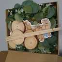 6 Set Baby Shower Bear Table Centerpieces Decortion Blue Bear with Eucalyptus Wreath Wood Slices Welcome Baby Table Toppers for Gender Reveal It's A Boy Party Favors