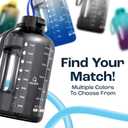 AQUAFIT 64 oz Water Bottle with Time Marker - Straw & Chug Lid - BPA Free Half Gallon Gym Water Bottle with Handle - Big Gallon Jug (Gray, 64 Ounces)