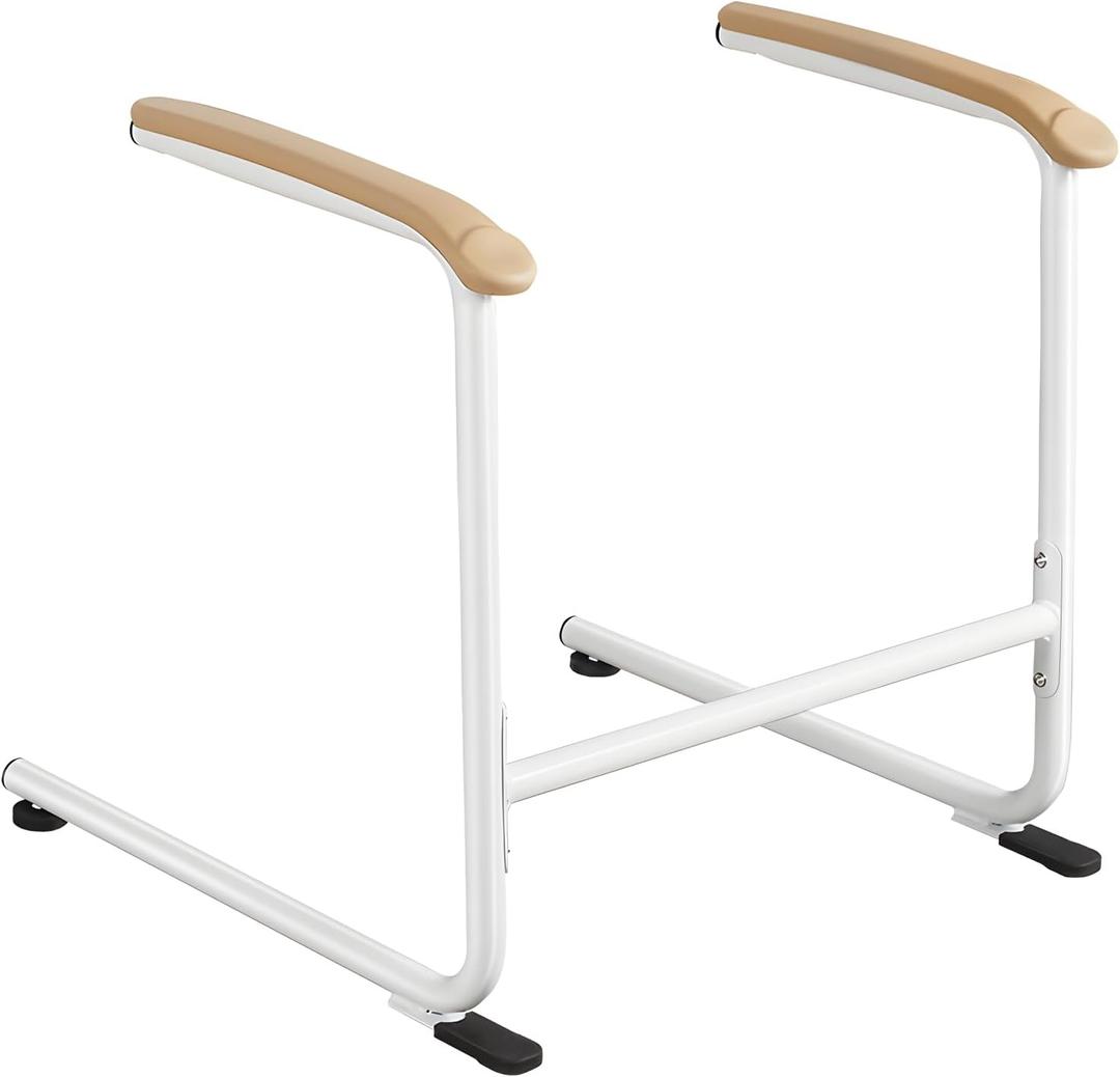 Eligible Toilet Safety Rails, Adjustable Toilet Frame for Elderly, Seniors, Handicap & Disabled, Foldable Handicap Toilet Handles Fit Any Toilets White