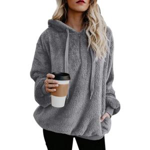 Century Star Womens Fuzzy Hoodies Pullover Sport Hoodie Cozy Oversized Pockets Hooded Sweatshirt Athletic Fleece Hoodies , Large, Grey 