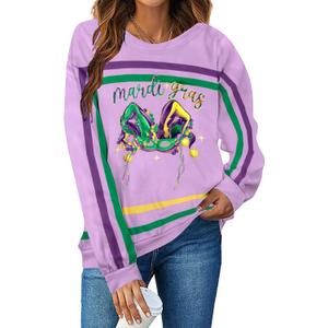 DUTUT Mardi Gras Sweatshirt for Women: Mardi Gras Shirt Sequin Sparkly Crewneck Sweater Carnival Party Pullover Top (Small, Purple)