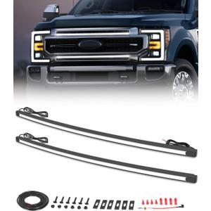 OFFROADTOWN LED Grille Lights Compatible with 2017-2022 Ford Super Duty F-250 2PCS 37 Inch Curved LED Grille Light Bar Kit DRL Grill Accent Light Warning Light Front Grill LED Lights (White)