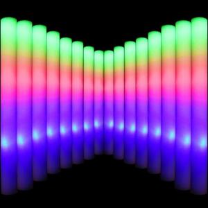 Glow Sticks Bulk, LED Foam Sticks in The Dark with 3 Modes Flashing Led Foam Multicolor Batons Light up Party Favors for Birthdays, Weddings, Concerts, Festivals (34pcs)