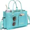 Canvas Tote Bag for Women,Women's Bags Crossbody Bags Work Laptop Tote Bag Large Handbags Purse for Travel Nurse Teacher (New Upgrade Plus Green With Compartments and Inner Cup Holder)