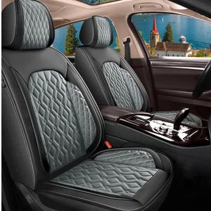 Seat Covers Full Set Fit for Ford Bronco Sport 2021-2024 2025 Faux Leather Car Seat Covers Compatible Airbag Automotive Waterproof Seat Cushions Protector (5 Seats, Black&Dark Grey)