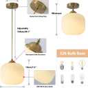 KCO Lighting Mid Century Modern Gold White Pendant Light Milk Glass Globe Pendant Lights Kitchen Island Antique Brass Pendant Light Vintage Hanging Light Fixture for Dining Room Living Room (2-Pack)