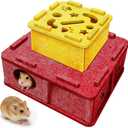 Guinea Pig Tunnel House, Small Pet Toy Cages Tunnels and Tubes with Observation Window for Hamsters,mice,Guinea Pig, Ferret,Chinchilla Hedgehog Hiding and Resting. 5 Room-red