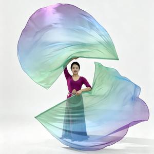 2pcs Worship Flags for Dance Church Praise - Semicircle Angel Wing With Telescopic Rods Banner (Green-Purple)