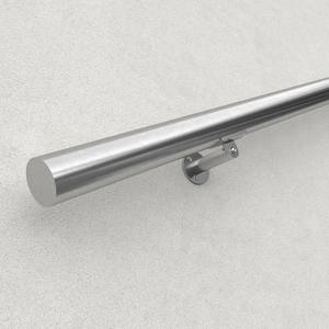 Muzata 8Ft Pre-drilled Stair Handrail 2" OD Round Brushed Wall Mounted Handrail Stainless Steel Safety Hand Rail Indoor Outdoor Stair Hand Railing Wood Concrete Brick Wall, HK27 SL4