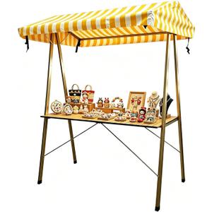 Portable Vendor Cart for Outdoor Events,Foldable Farmers Market Booth with Canopy,for Street Vending, and Events, Easy Storage and Transport (Yellow)