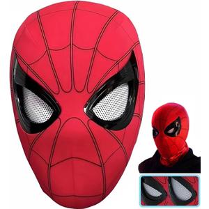 Spider Hero Mask with Moving Eyes, Realistic Spider Mask Costume for Cosplay, Birthdays Gift for Kids/Adults (Red)