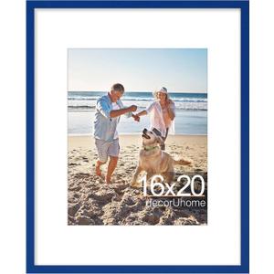 decorUhome 16x20 Picture Frame, Display Pictures 11x14 with Mat or 16x20 without Mat, Wall Hanging Poster Frame, Royal Blue, 1 Pack