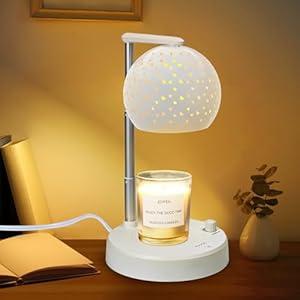 Candle Warmer Lamp with Timer, Candle Warmer Lamp Adjustable Height with 2 Bulbs, Dimmable Electric Candle Warming Lamp for Scented Jar Candles, Home Decor, White